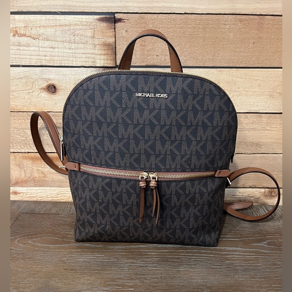 NWT Michael Kors Dallas MD slim backpack signature MK main image 8